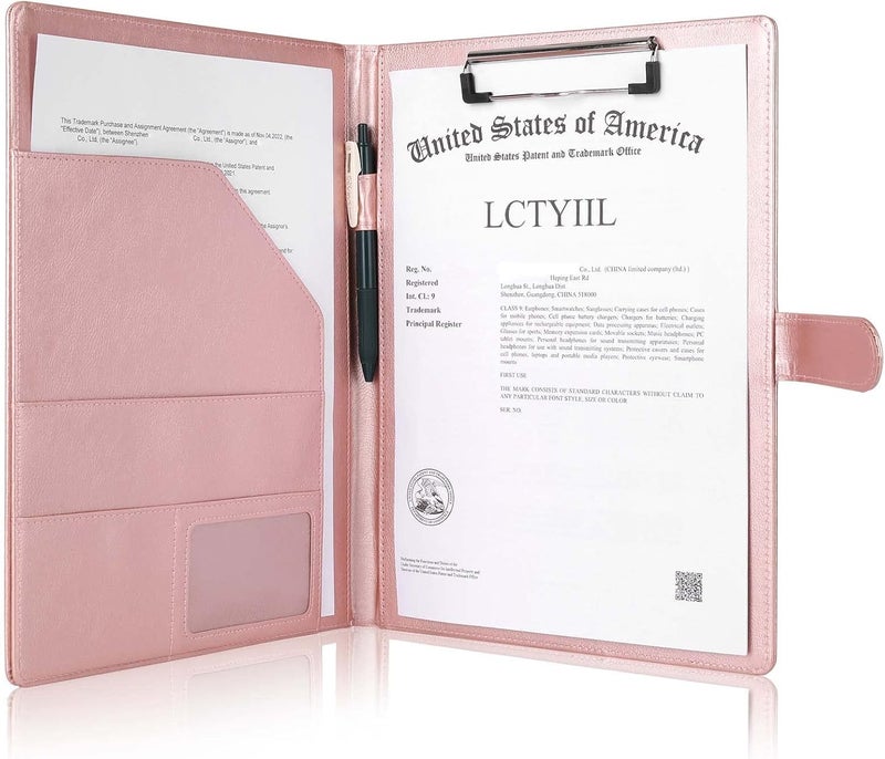 Tiankool Padfolio Portfolio Folder Binder-Faux Leather Portfolio Folder with Cover for A4 Notepad Holder, Business Portfolio for Resume, Legal Pad, Interview, Letter-Size Padfolio for Women/Men, Rose - Image 1